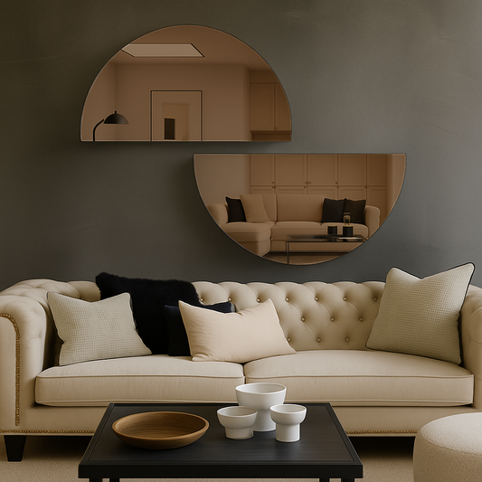 Set Of 2 Half-Moon Bronze-Tinted Frameless Mirror