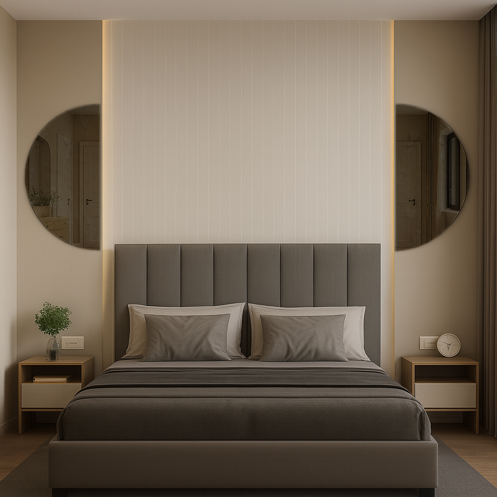 Set Of 2 Half-Moon Antique Bronze Frameless Wall Mirror