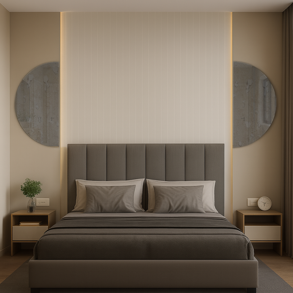 Set Of 2 Half-Moon Antique Grey Frameless Wall Mirror