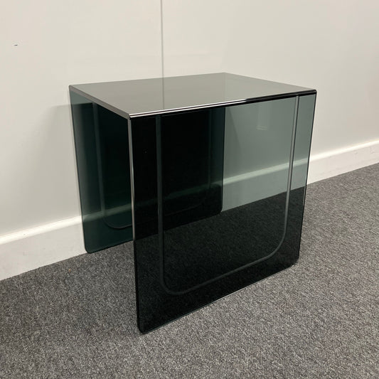 Small Smoked Glass Side Table | 10mm Tempered Grey Tint Glass, Frameless & UV Bonded