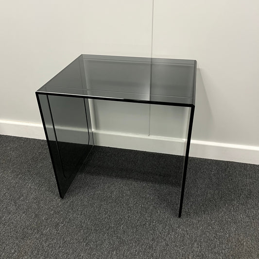 Large Smoked Glass Side Table | 10mm Tempered Grey Tint Glass, Frameless & UV Bonded
