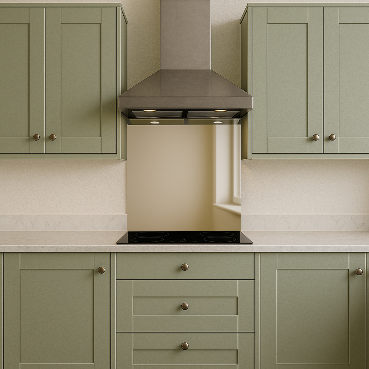 Silver Tempered Mirror Hob Splashback – Heat Resistant Kitchen Wall Panel (5 Sizes)