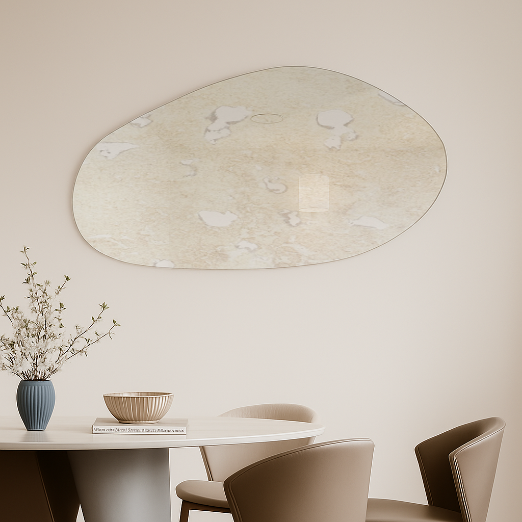 Antique Silver Frameless Irregular Shape Wall Mirror