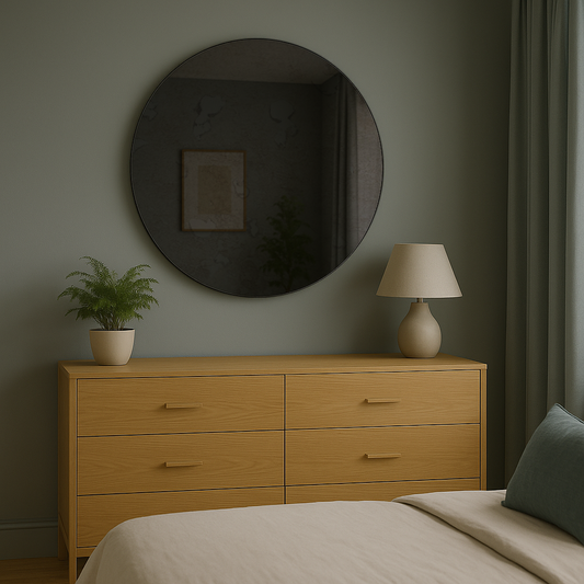 Antique Grey Contemporary Round Frameless Mirror