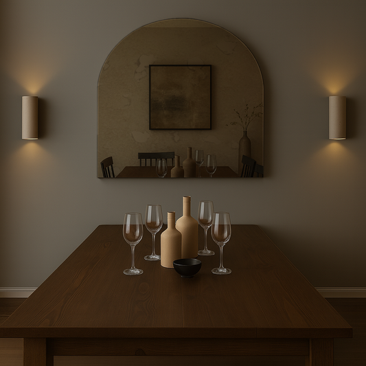 Arched Antique Bronze Frameless Wall Mirror – Modern Minimalist Home Décor