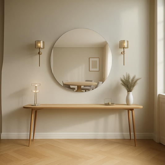 Silver Contemporary Round Frameless Mirror