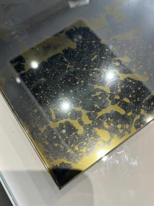 Grey with Gold & Copper Antique Tempered Mirror Hob Splashback – Heat Resistant Kitchen Splashback (5 Sizes)