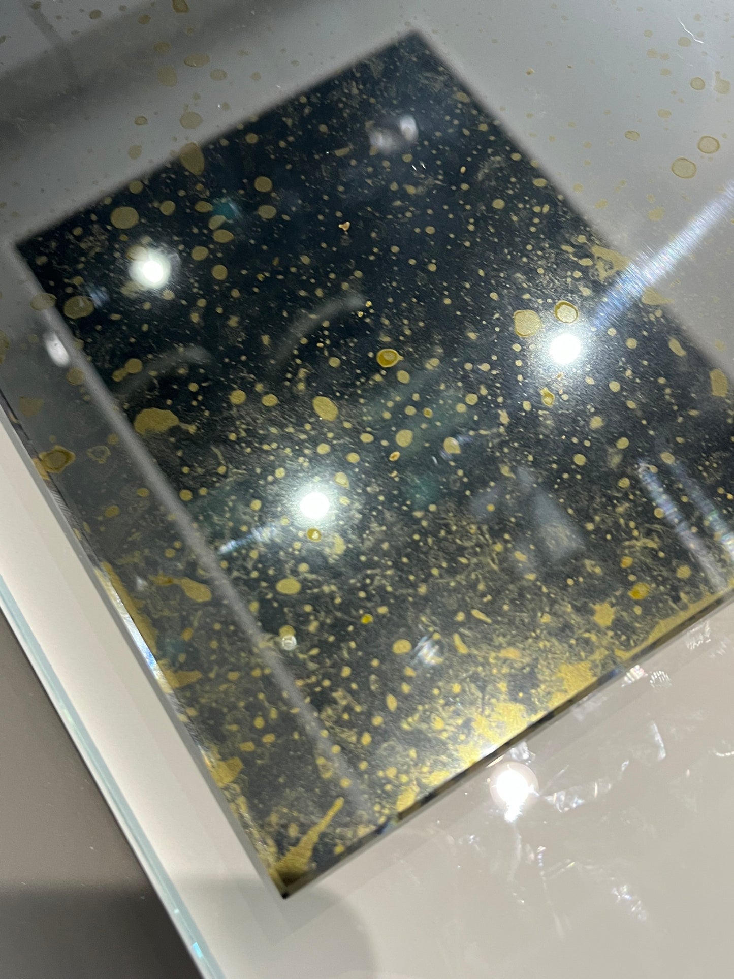 Grey with Gold Antique Tempered Mirror Hob Splashback – Heat Resistant Kitchen Splashback (5 Sizes)