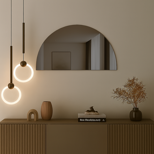 Half-Moon Grey-Tinted Frameless Mirror
