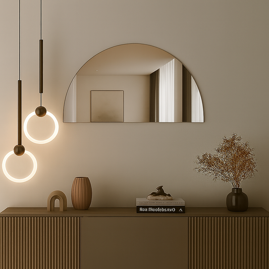 Half-Moon Silver Frameless Wall Mirror