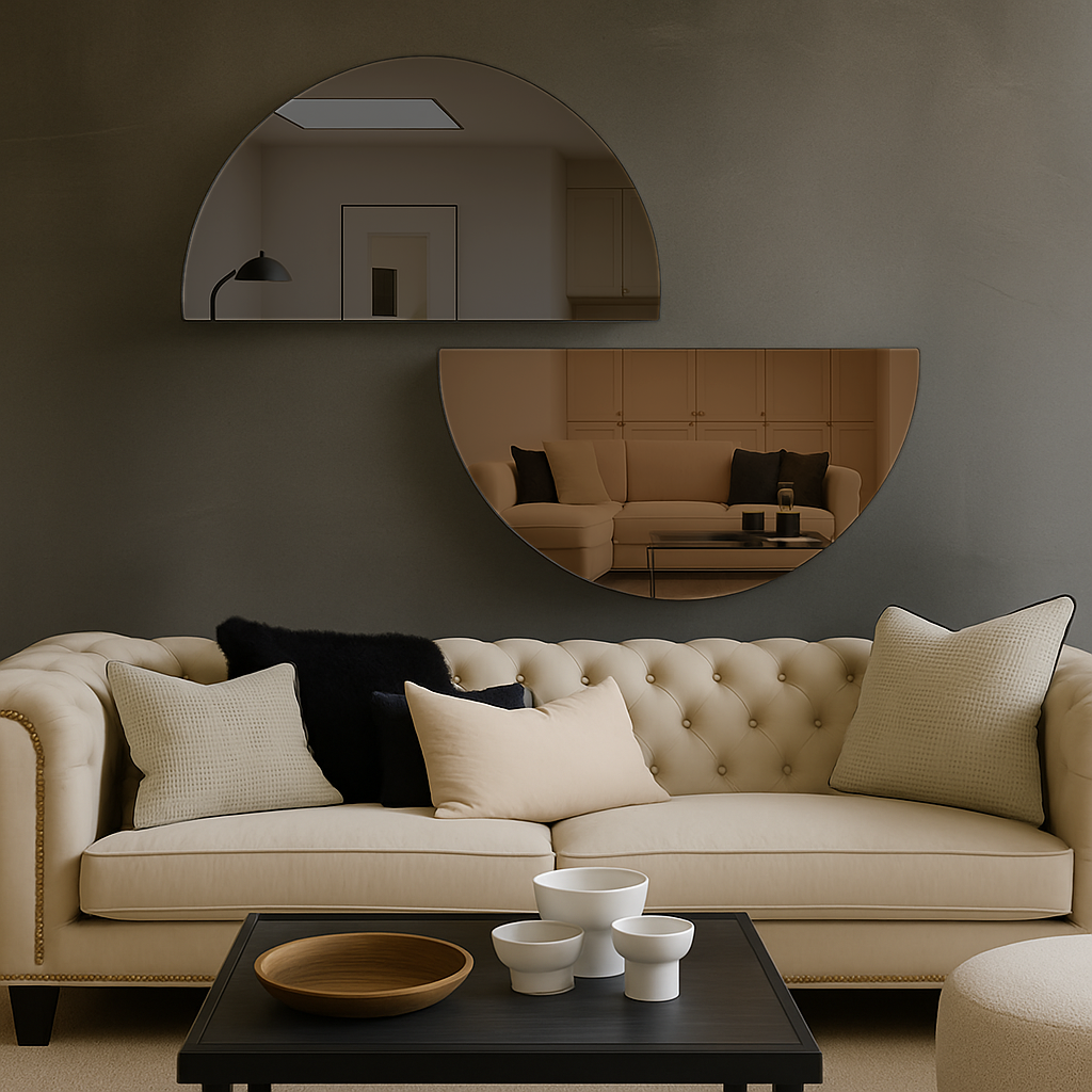 Half-Moon Frameless Mirror Collection – Multiple Sizes & Finishes