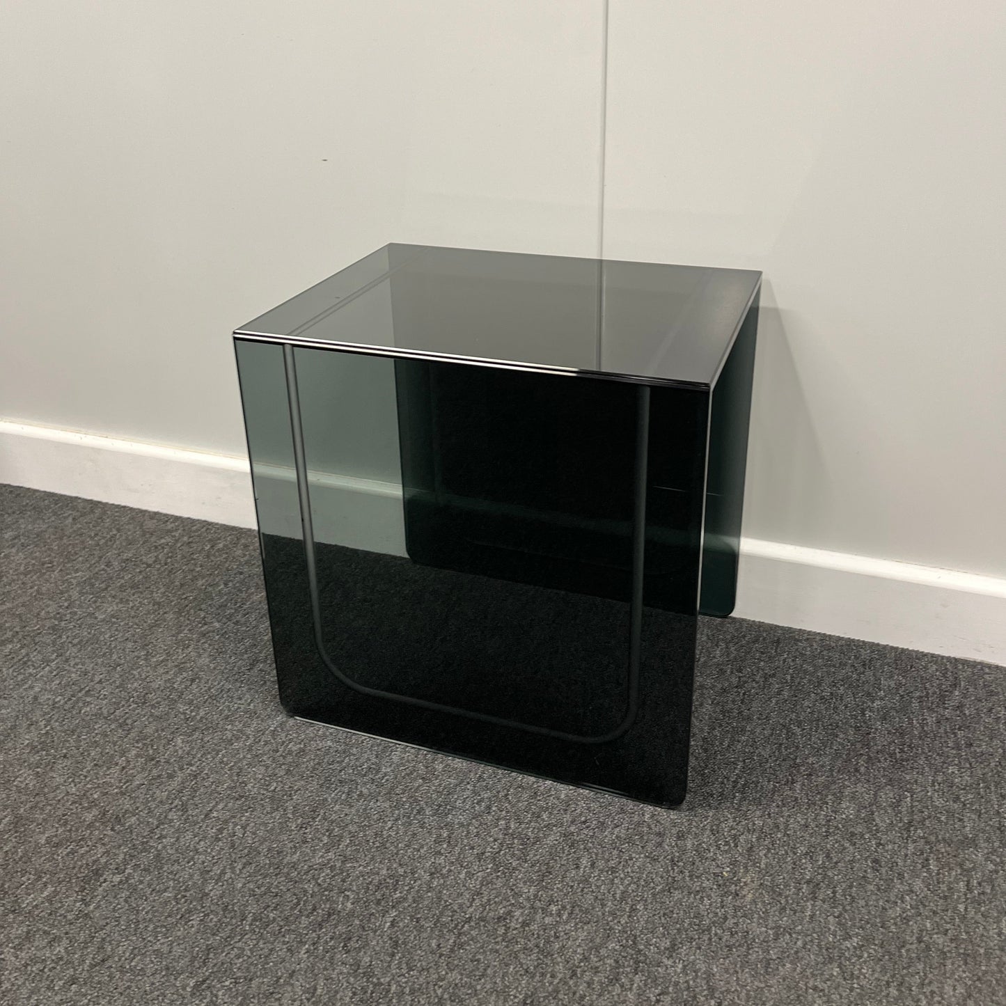 Small Smoked Glass Side Table | 10mm Tempered Grey Tint Glass, Frameless & UV Bonded