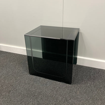 Small Smoked Glass Side Table | 10mm Tempered Grey Tint Glass, Frameless & UV Bonded