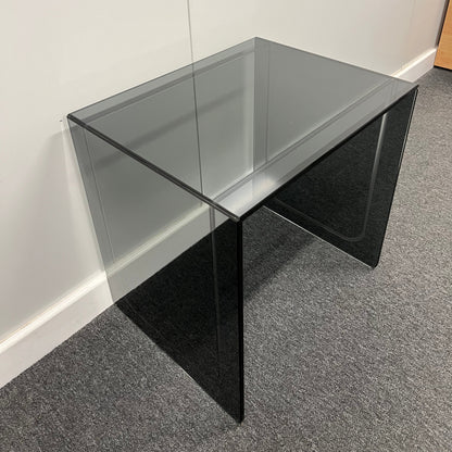Large Smoked Glass Side Table | 10mm Tempered Grey Tint Glass, Frameless & UV Bonded