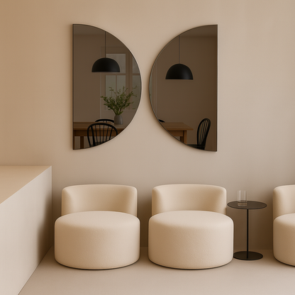 Set Of 2 Half-Moon Grey-Tinted Frameless Mirror