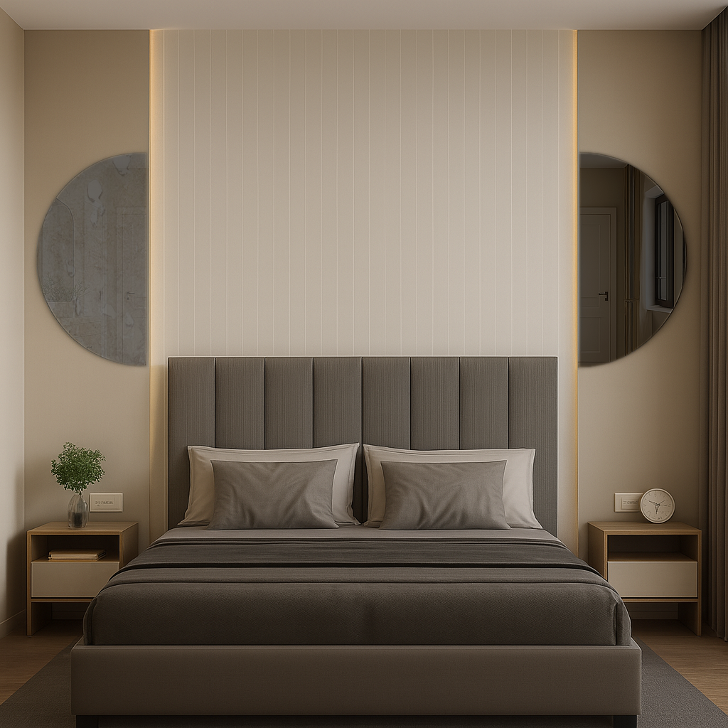 Set Of 2 Half-Moon Antique Grey & Grey Frameless Wall Mirror