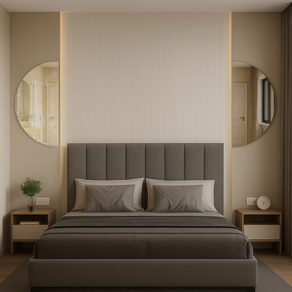 Set Of 2 Half-Moon Antique Silver & Silver Frameless Wall Mirror