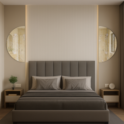 Set Of 2 Half-Moon Antique Silver Frameless Wall Mirror