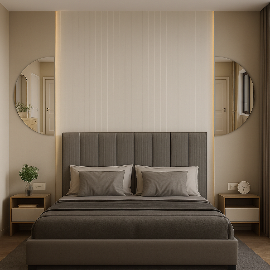 Set Of 2 Half-Moon Silver Frameless Wall Mirror