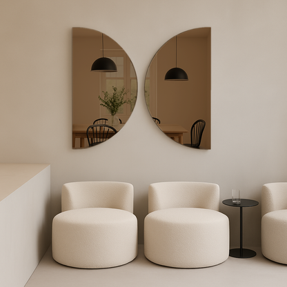 Set Of 2 Half-Moon Bronze-Tinted Frameless Mirror
