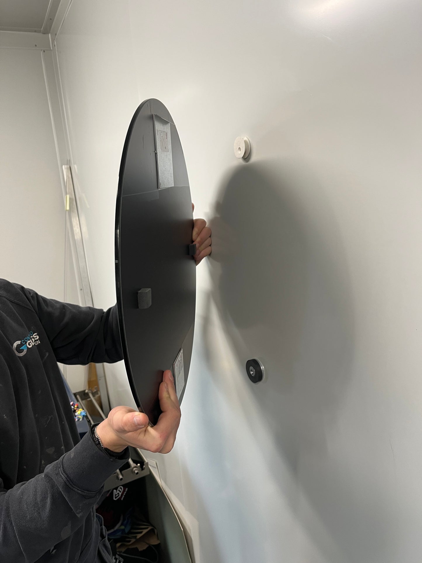 Grey Tinted Contemporary Round Frameless Mirror