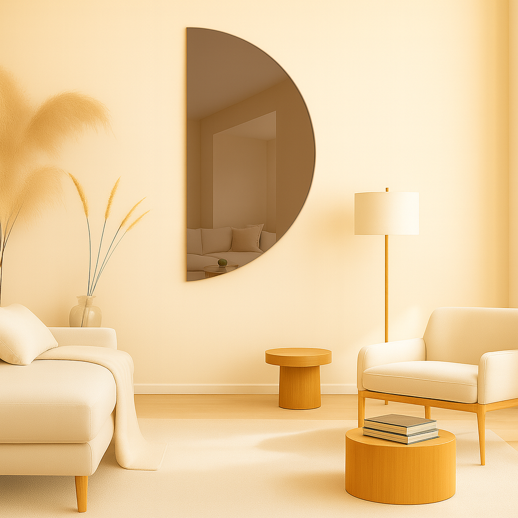 Half-Moon Bronze-Tinted Frameless Mirror