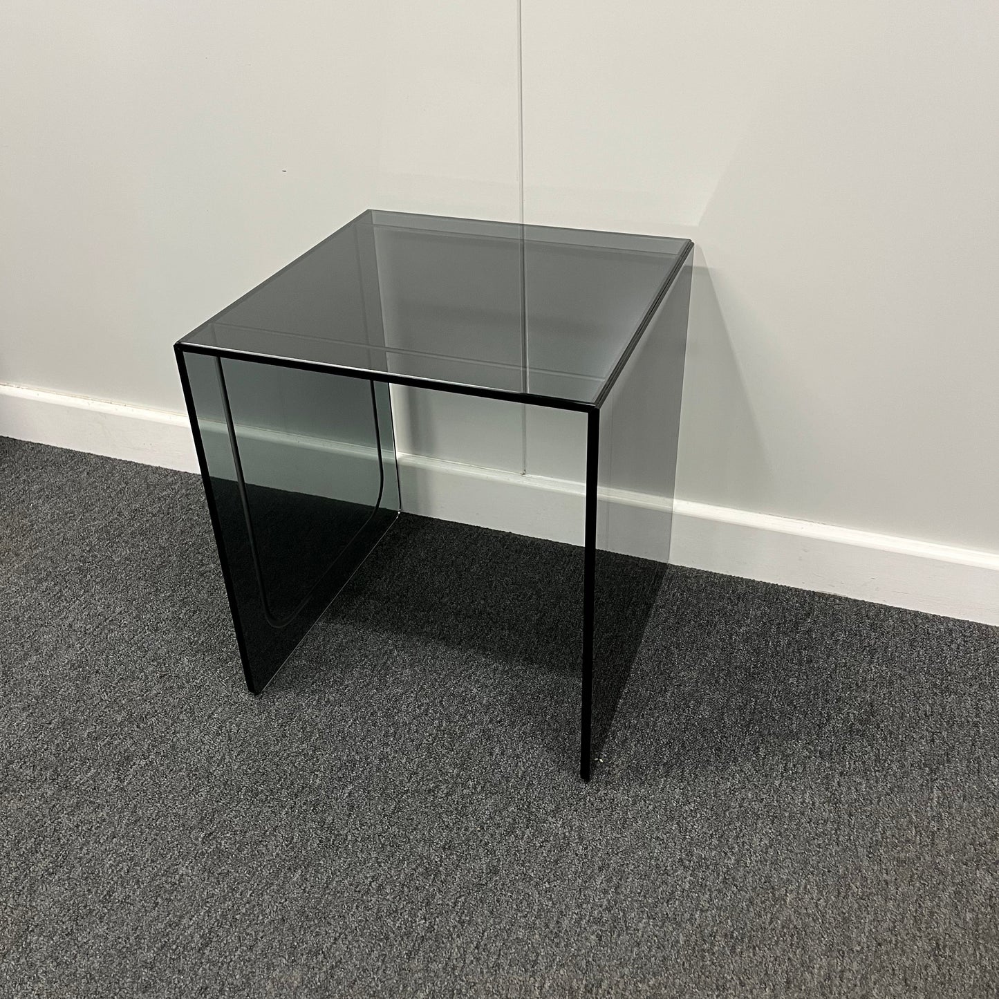 Medium Smoked Glass Side Table | 10mm Tempered Grey Tint Glass, Frameless & UV Bonded