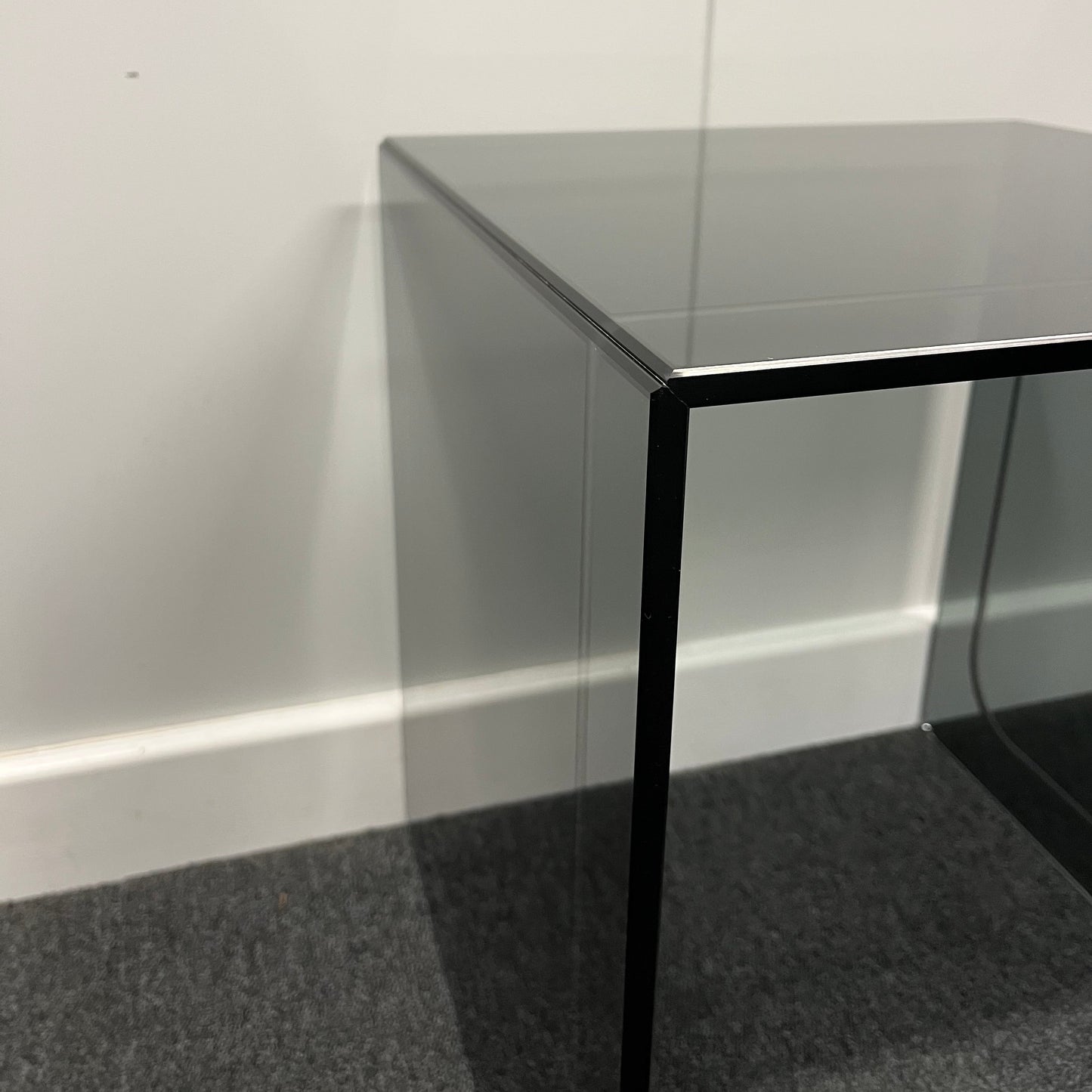 Medium Smoked Glass Side Table | 10mm Tempered Grey Tint Glass, Frameless & UV Bonded