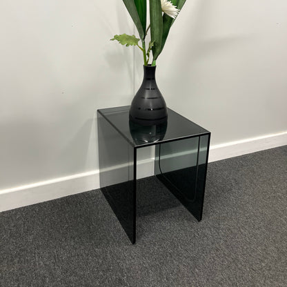 Small Smoked Glass Side Table | 10mm Tempered Grey Tint Glass, Frameless & UV Bonded