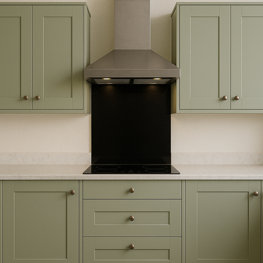 Painted Tempered Glass Hob Splashback – Heat Resistant Kitchen Wall Panel – 37 Colours – Free UK Delivery