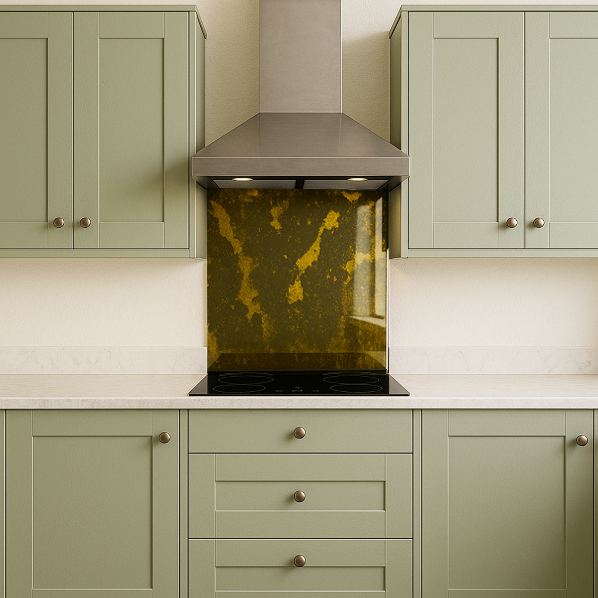 Grey with Gold & Copper Antique Tempered Mirror Hob Splashback – Heat Resistant Kitchen Splashback (5 Sizes)