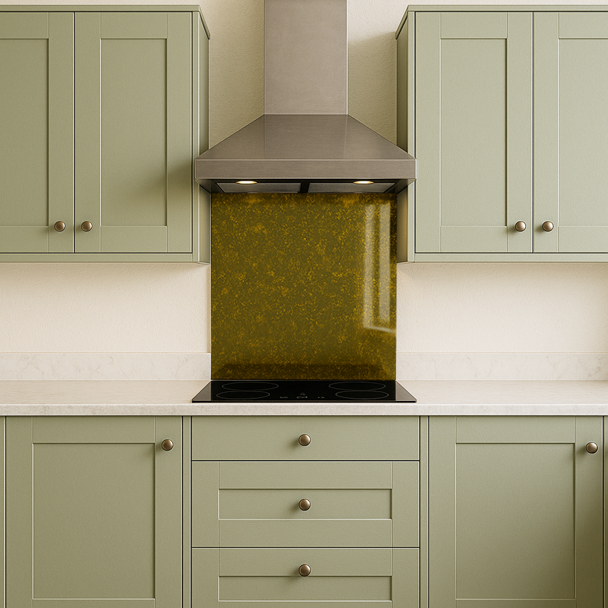 Grey with Gold Antique Tempered Mirror Hob Splashback – Heat Resistant Kitchen Splashback (5 Sizes)