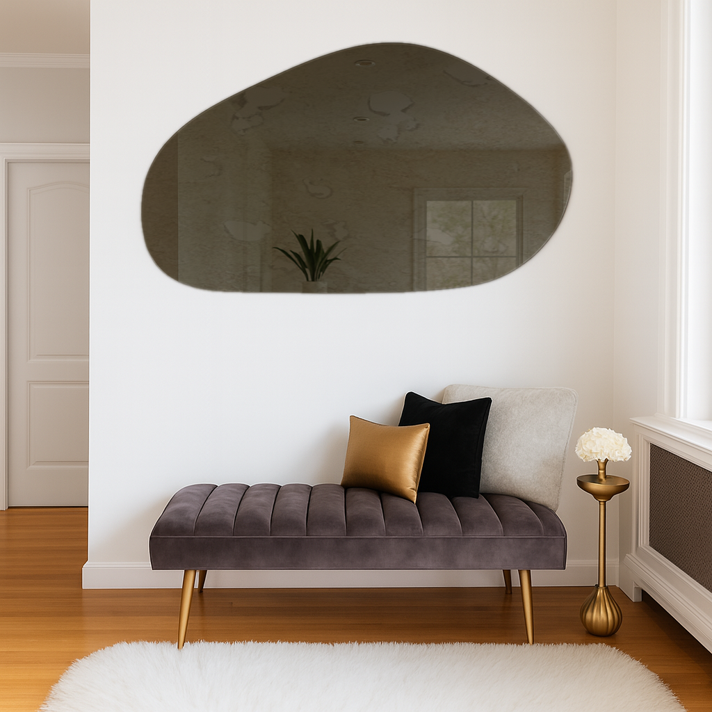 Antique Bronze Frameless Irregular Shape Wall Mirror