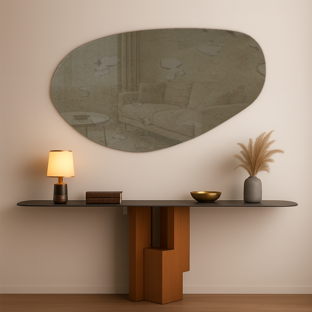 Antique Bronze Frameless Irregular Shape Wall Mirror