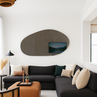 Antique Grey Frameless Irregular Shape Wall Mirror