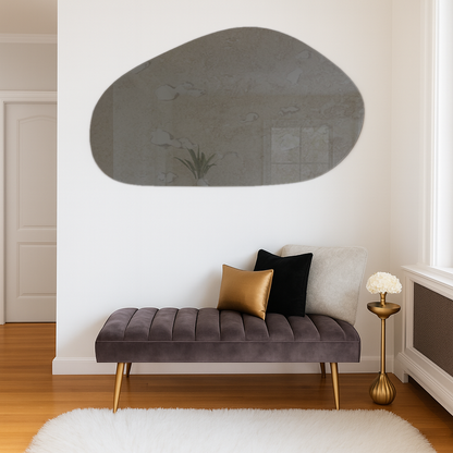 Antique Grey Frameless Irregular Shape Wall Mirror