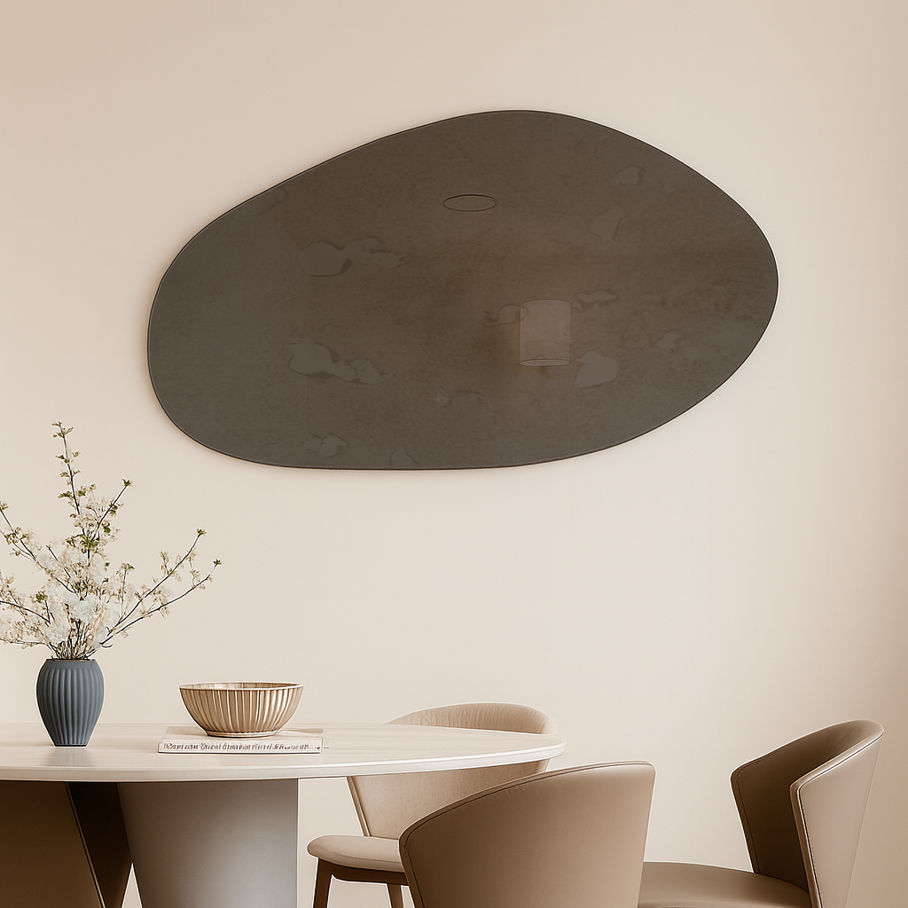 Antique Grey Frameless Irregular Shape Wall Mirror