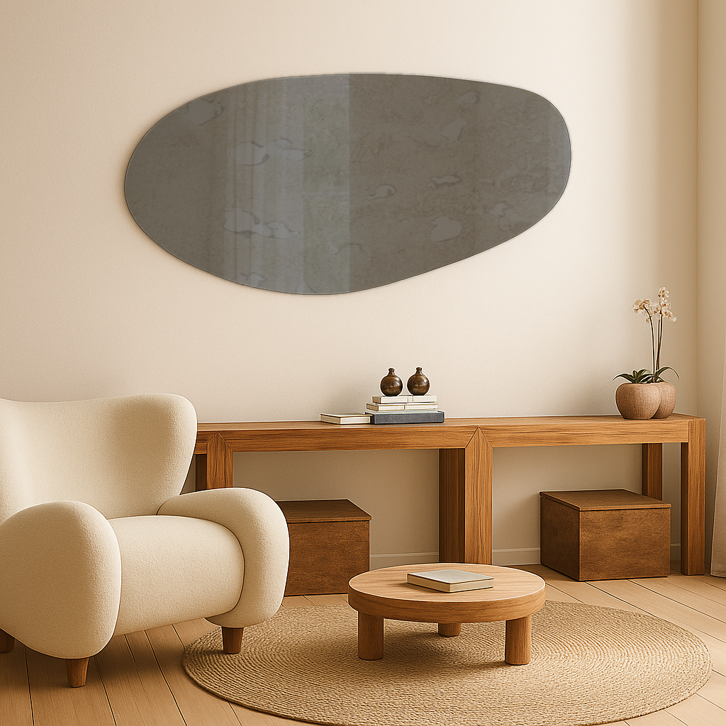 Antique Grey Frameless Irregular Shape Wall Mirror