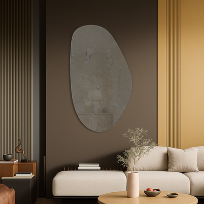 Antique Grey Frameless Irregular Shape Wall Mirror