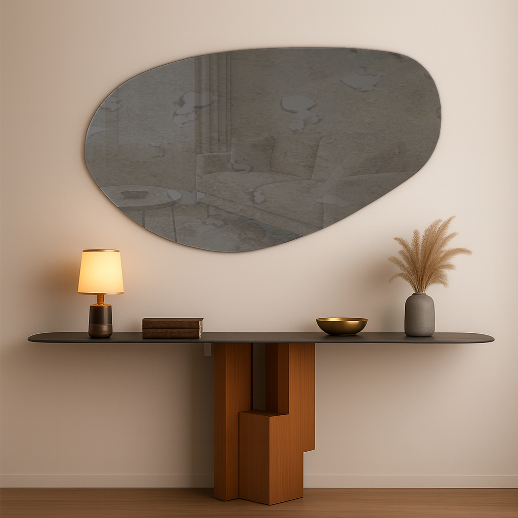 Antique Grey Frameless Irregular Shape Wall Mirror