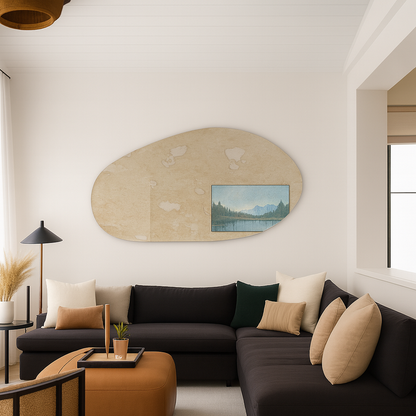 Antique Silver Frameless Irregular Shape Wall Mirror