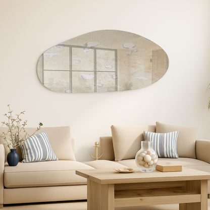 Antique Silver Frameless Irregular Shape Wall Mirror
