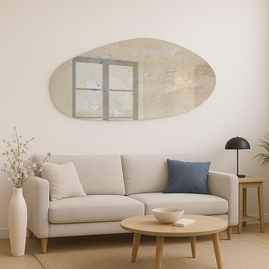 Antique Silver Frameless Irregular Shape Wall Mirror