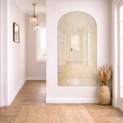Arched Antique Silver Frameless Wall Mirror – Modern Minimalist Home Décor