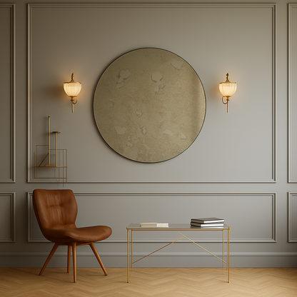 Antique Bronze Contemporary Round Frameless Mirror