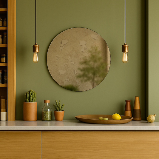 Antique Bronze Contemporary Round Frameless Mirror