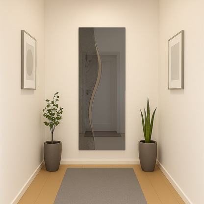 SINA/ Customizable Frameless Wave Mirror – 50cm x 150cm | Modern Full-Length Design