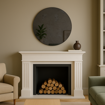 Antique Grey Contemporary Round Frameless Mirror