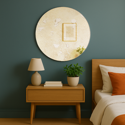 Antique silver Contemporary Round Frameless Mirror