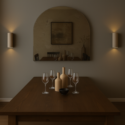 Arched Antique Bronze Frameless Wall Mirror – Modern Minimalist Home Décor